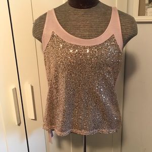 tan sheer sequin tank